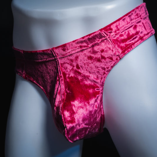handmade mens thong underwear, pink velvet, bundle pack,