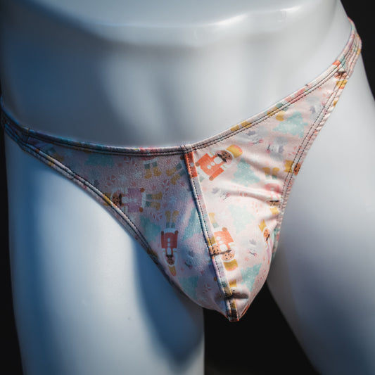 Men's nutcracker thong underwear, classic cut, front view.