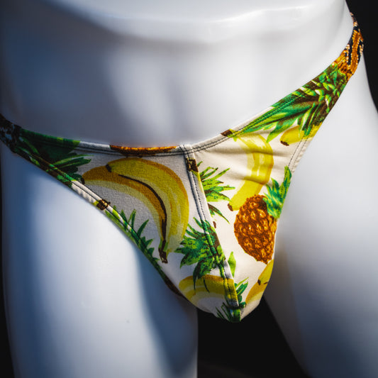 Men's banana hammock with rattlesnake straps thong underwear, classic cut, front view.
