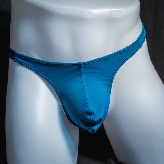 Mens Thong Underwear - Blue Spandex