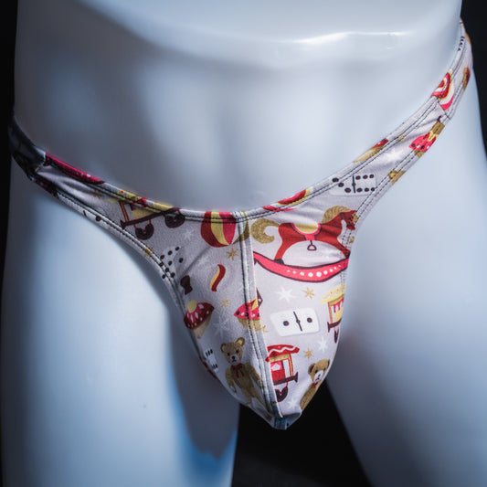 Men's Christmas gifts thong underwear, slim cut, front view.