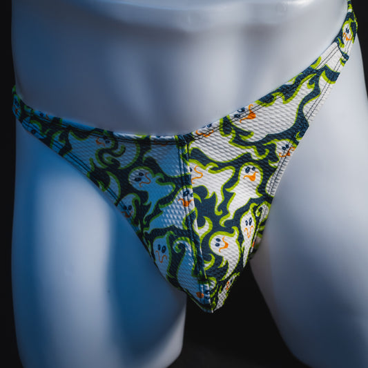 Men's Cute Ghosts Halloween Thong Underwear, front view