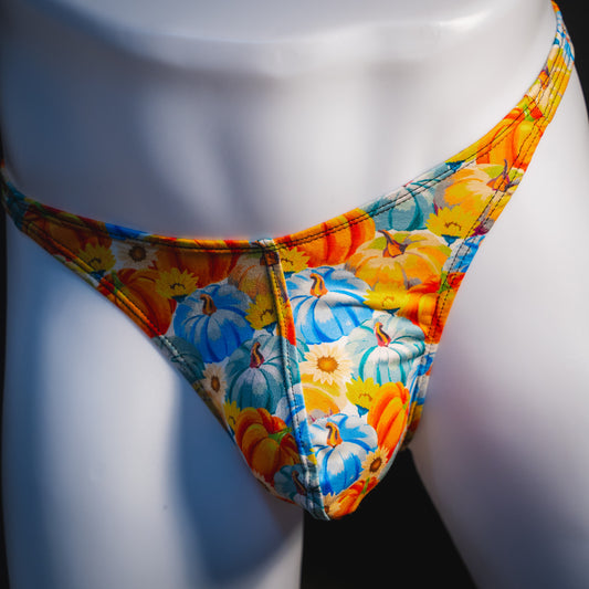 Men's autumn harvest thong underwear, classic cut, front view.