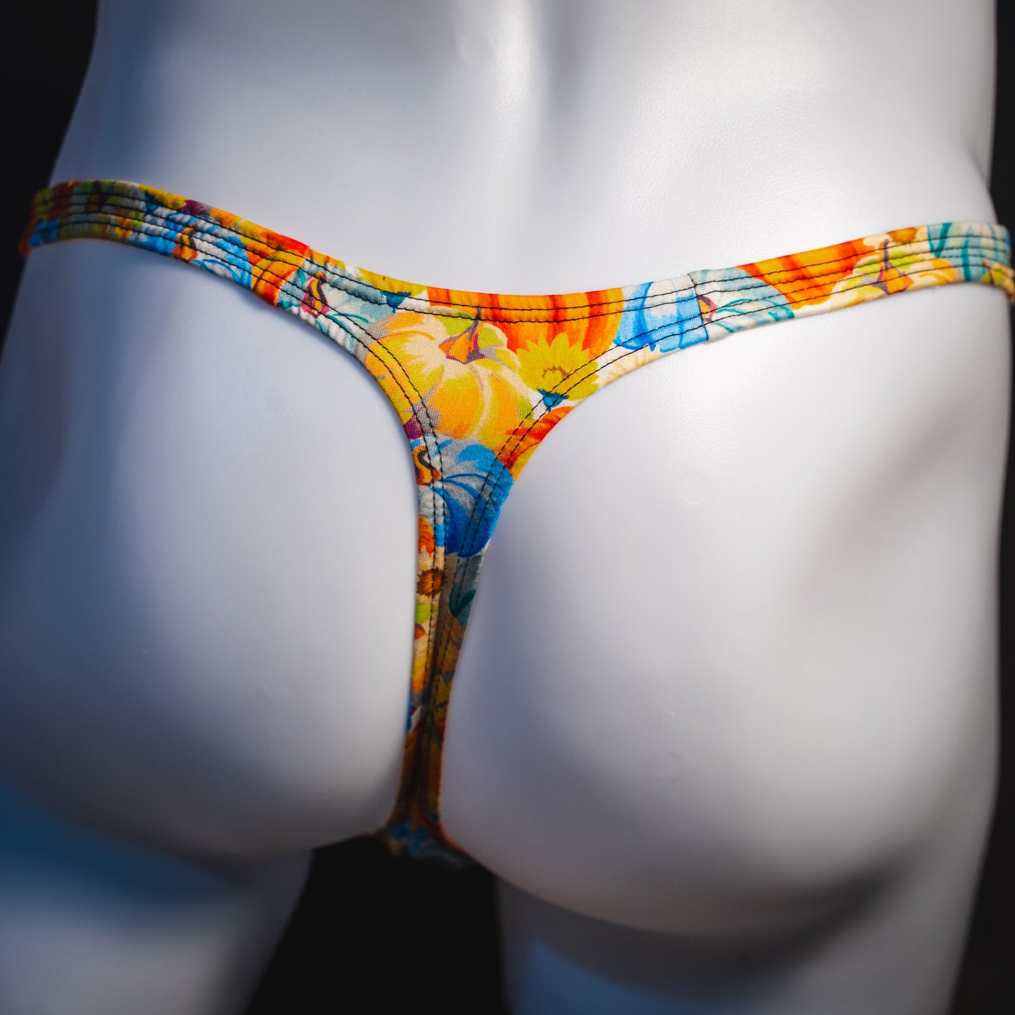 Men's autumn harvest thong underwear, classic cut, rear view.