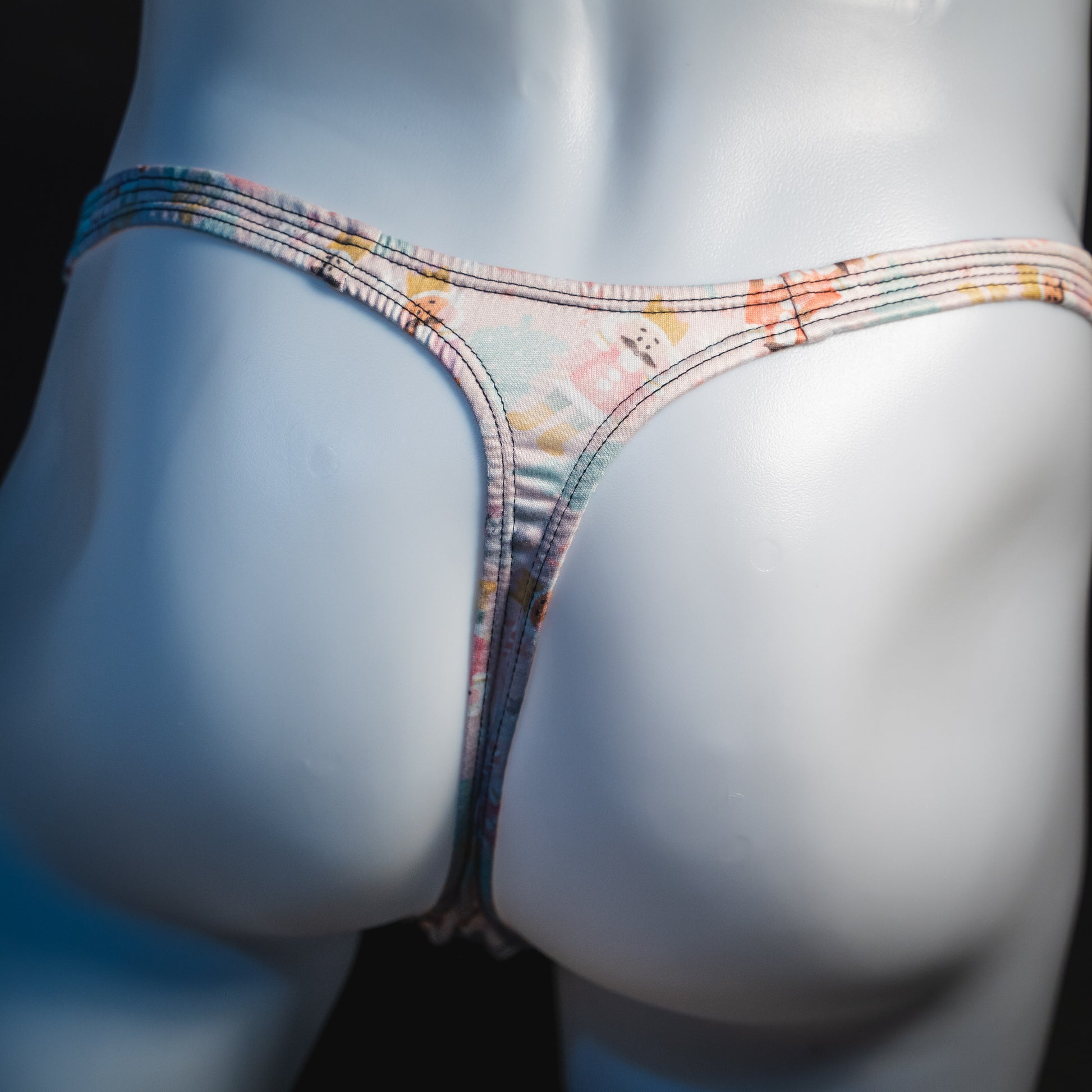 Men's nutcracker thong underwear, classic cut, rear view.