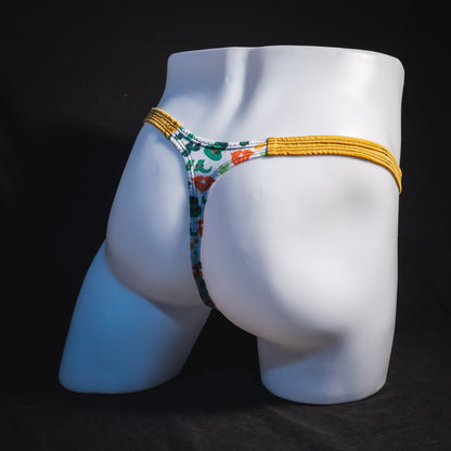 Men's St Patrick Day themed thong, underwear, classic cut, Full angled rear view.