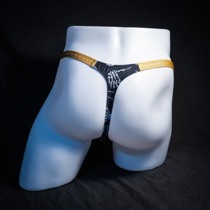 Men's skeleton hands thong underwear, classic cut, Full rear view