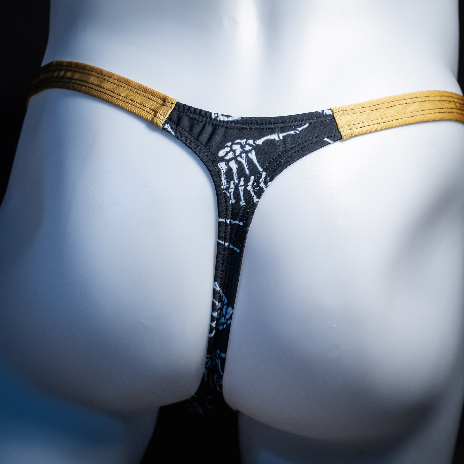 Men's skeleton hands thong underwear, classic cut, Rear view