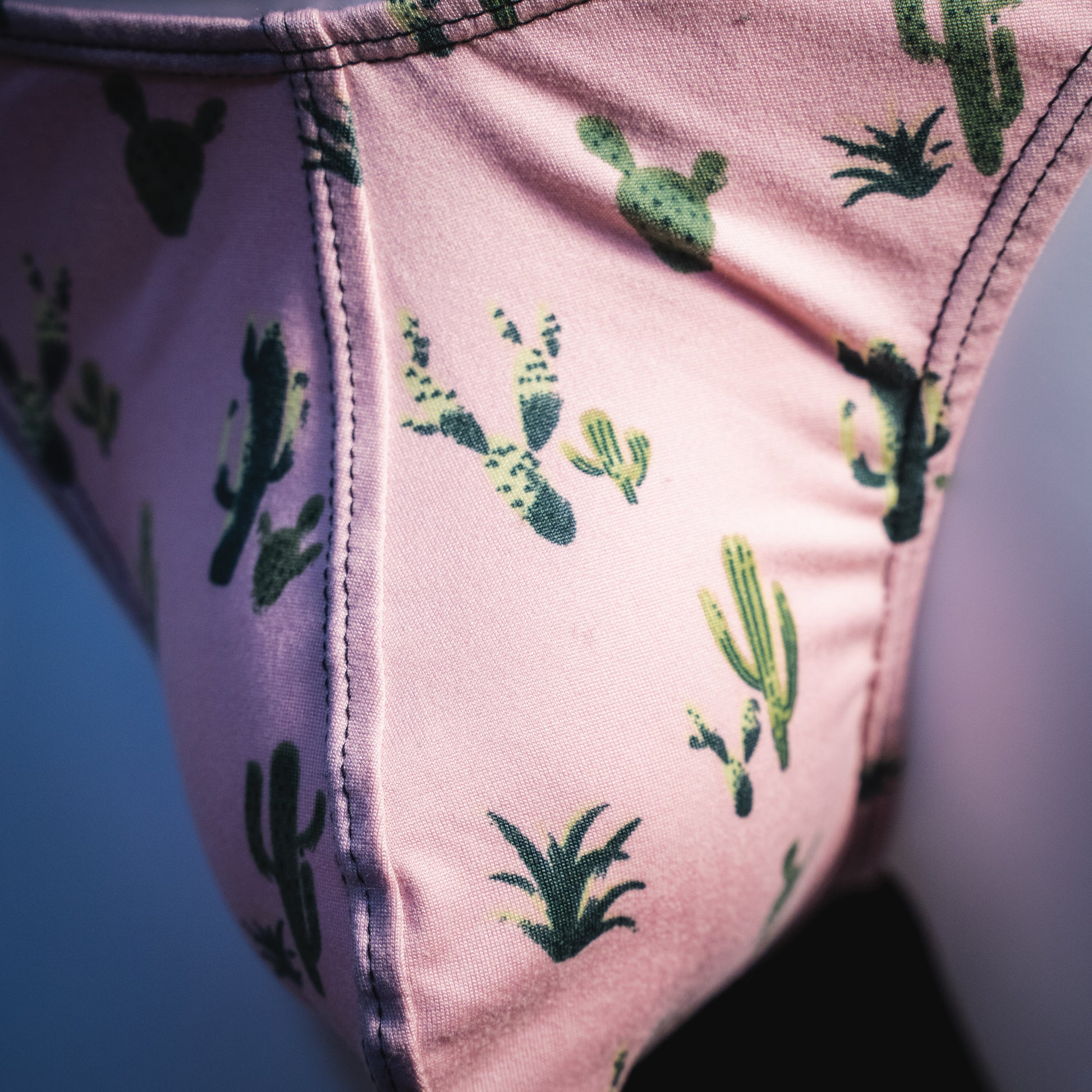 Men's Sonoran desert thong underwear, classic cut, detail view.