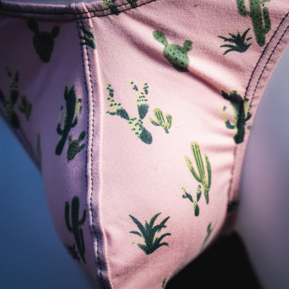 Men's Sonoran desert thong underwear, classic cut, detail view.