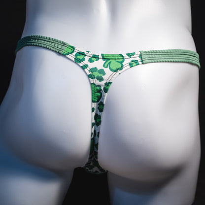 Men's St Patrick's day thong underwear, classic cut, Rear view.