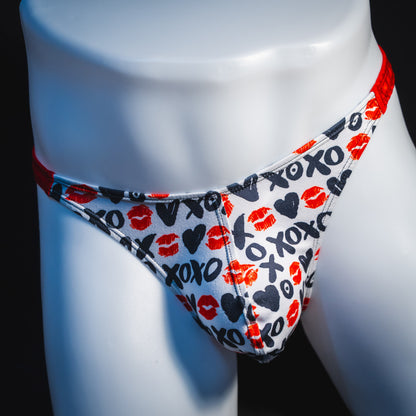 Men's red and Black Valentine's Day thong Underwear, Classic Cut, Front view