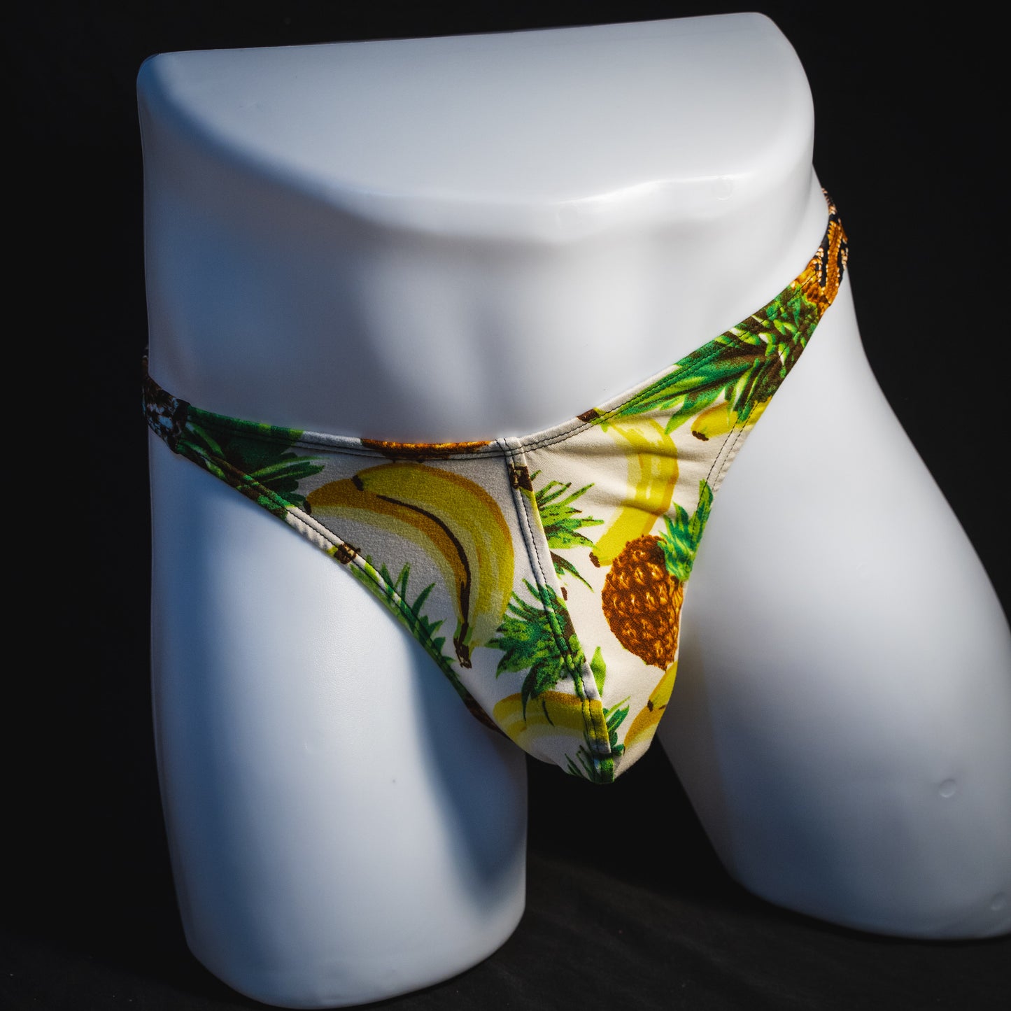 Men's banana hammock with rattlesnake straps thong underwear, classic cut, full front view.