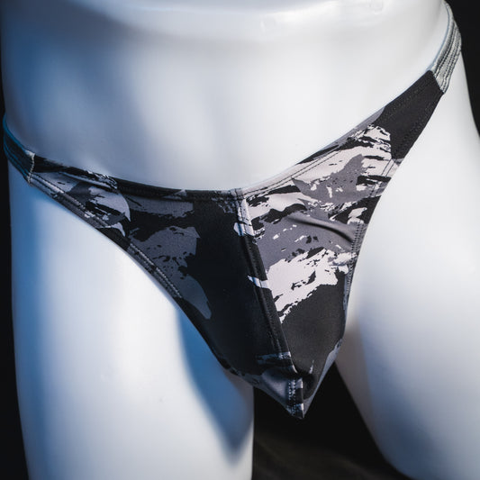 Men's concrete shapes thong underwear, classic cut, front view.
