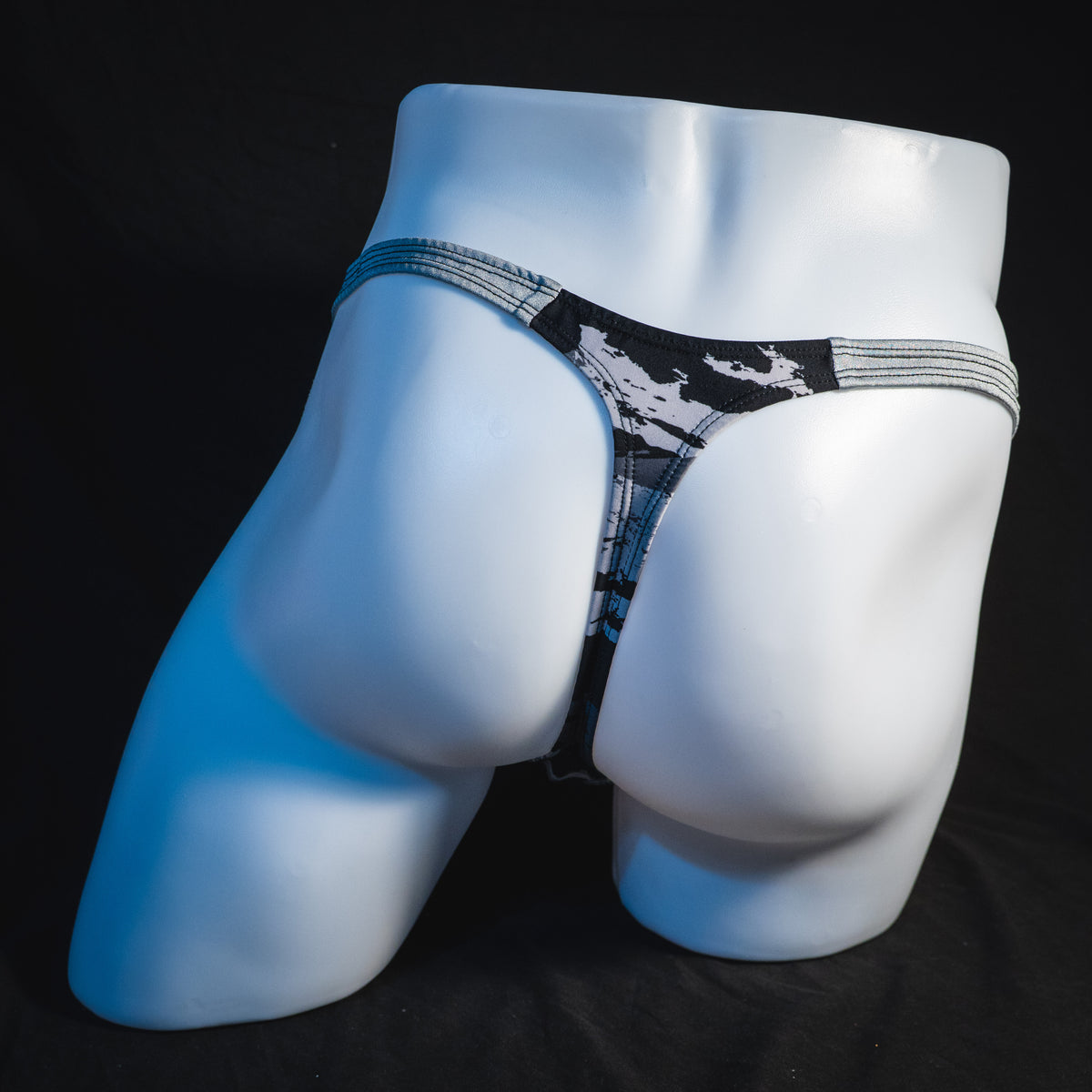 Men's concrete shapes thong underwear, classic cut, full rear view.