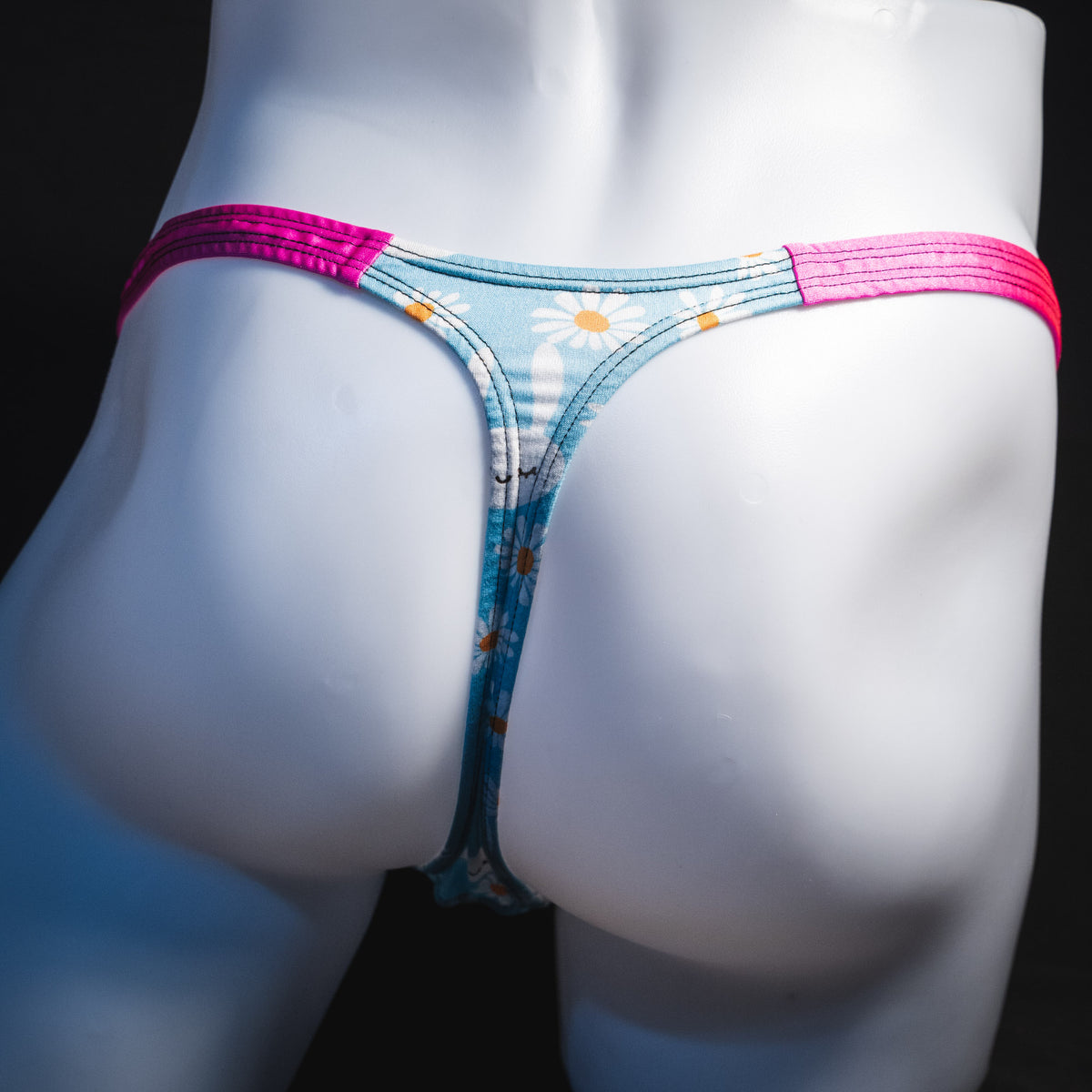 Men's easter bunnies thong underwear, classic cut, rear view.