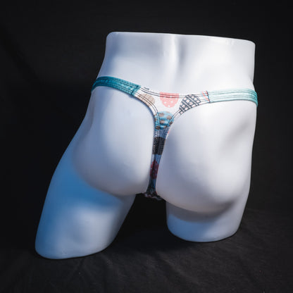 Men's Easter eggs thong underwear, classic cut, full rear view.