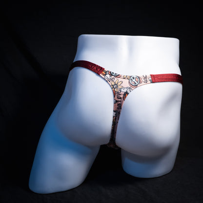 Men's gay pride thong underwear, classic cut, Full rear view