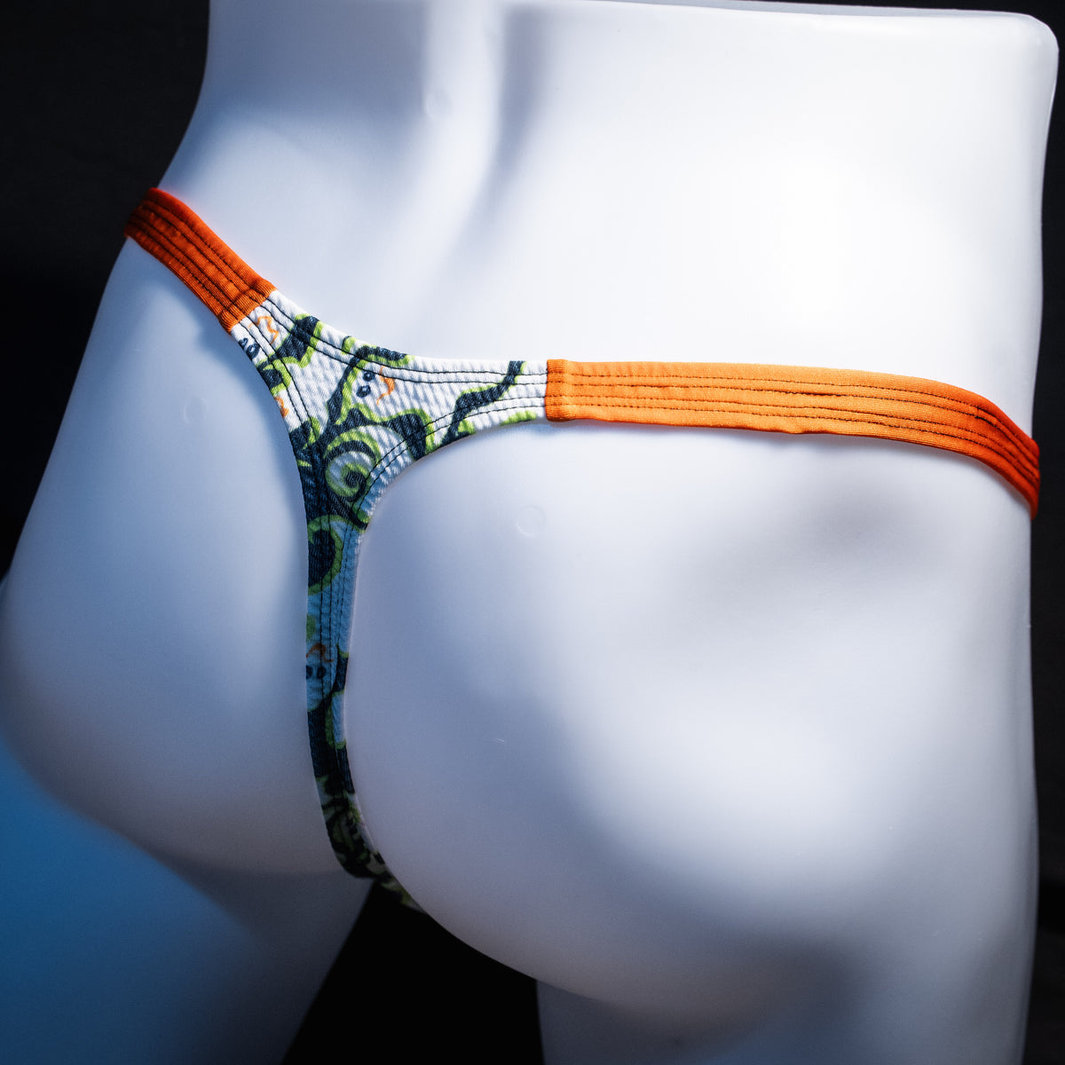 Men's Halloween ghosts Thong underwear, classic cut, Angled rear view