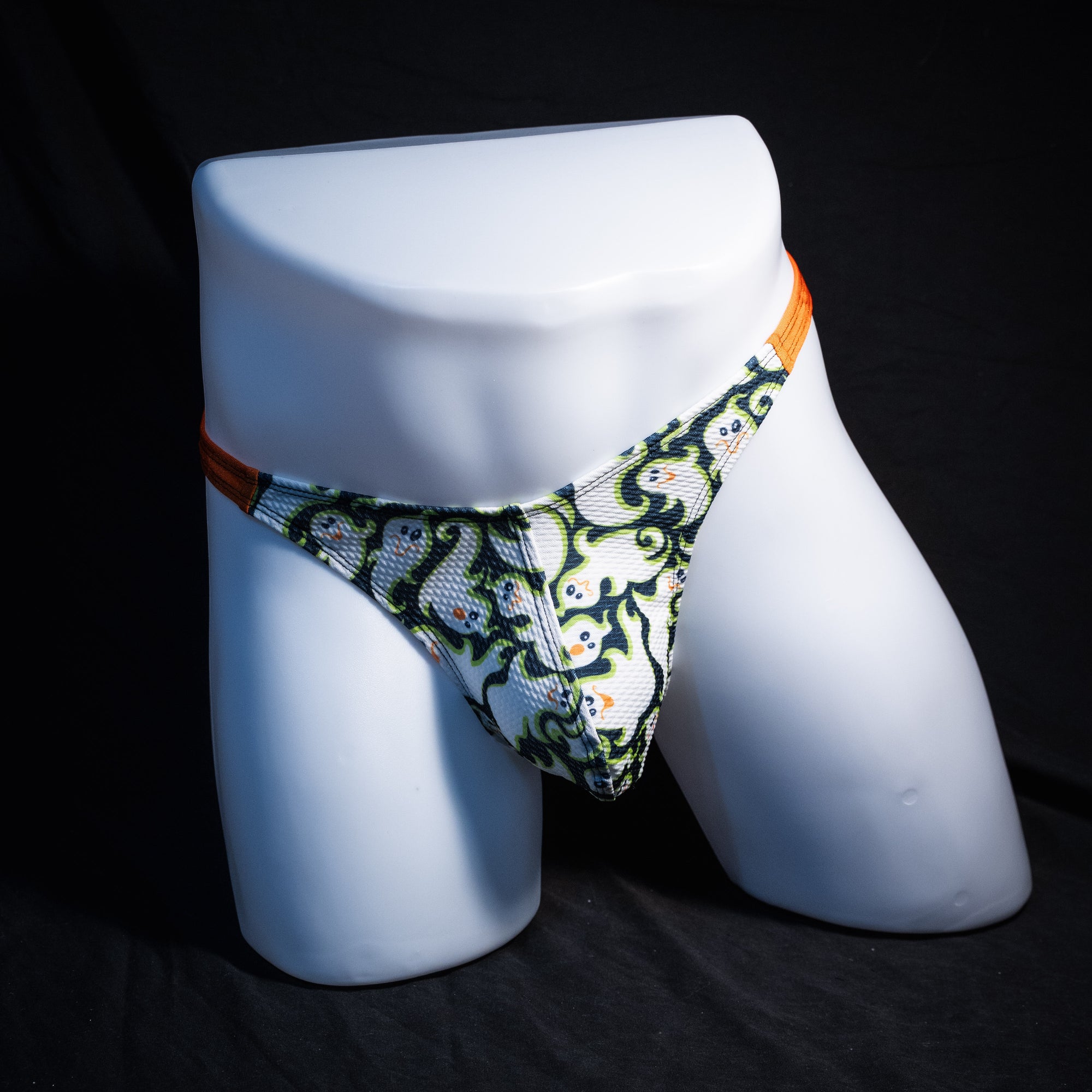 Men's Halloween ghosts Thong underwear, classic cut, Full front view