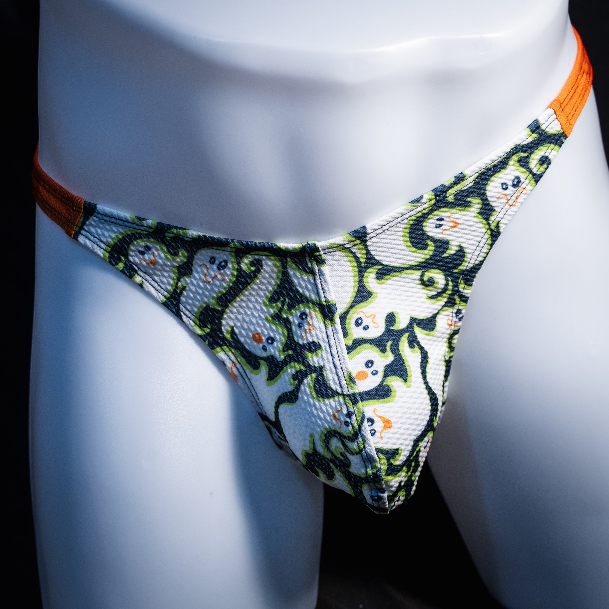 Men's Halloween ghosts Thong underwear, classic cut, Front view