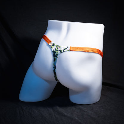Mens Thong Underwear - Cute Ghosts Orange Straps