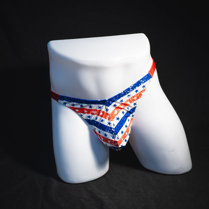 Men's patriotic thong underwear, classic cut, Full front view