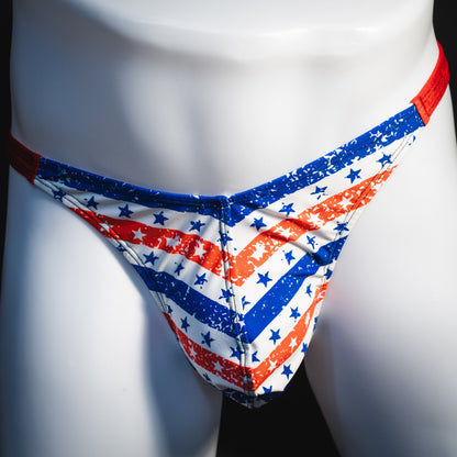 Men's patriotic thong underwear, classic cut, Front view