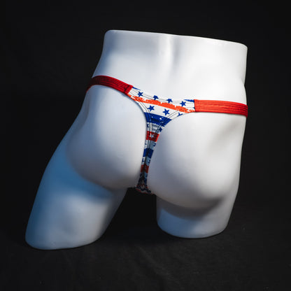 Men's patriotic thong underwear, classic cut, Full rear view