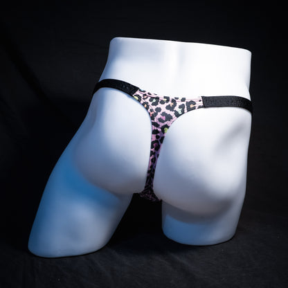 Men's Rainbow cheetah thong Underwear, classic cut, Full rear view