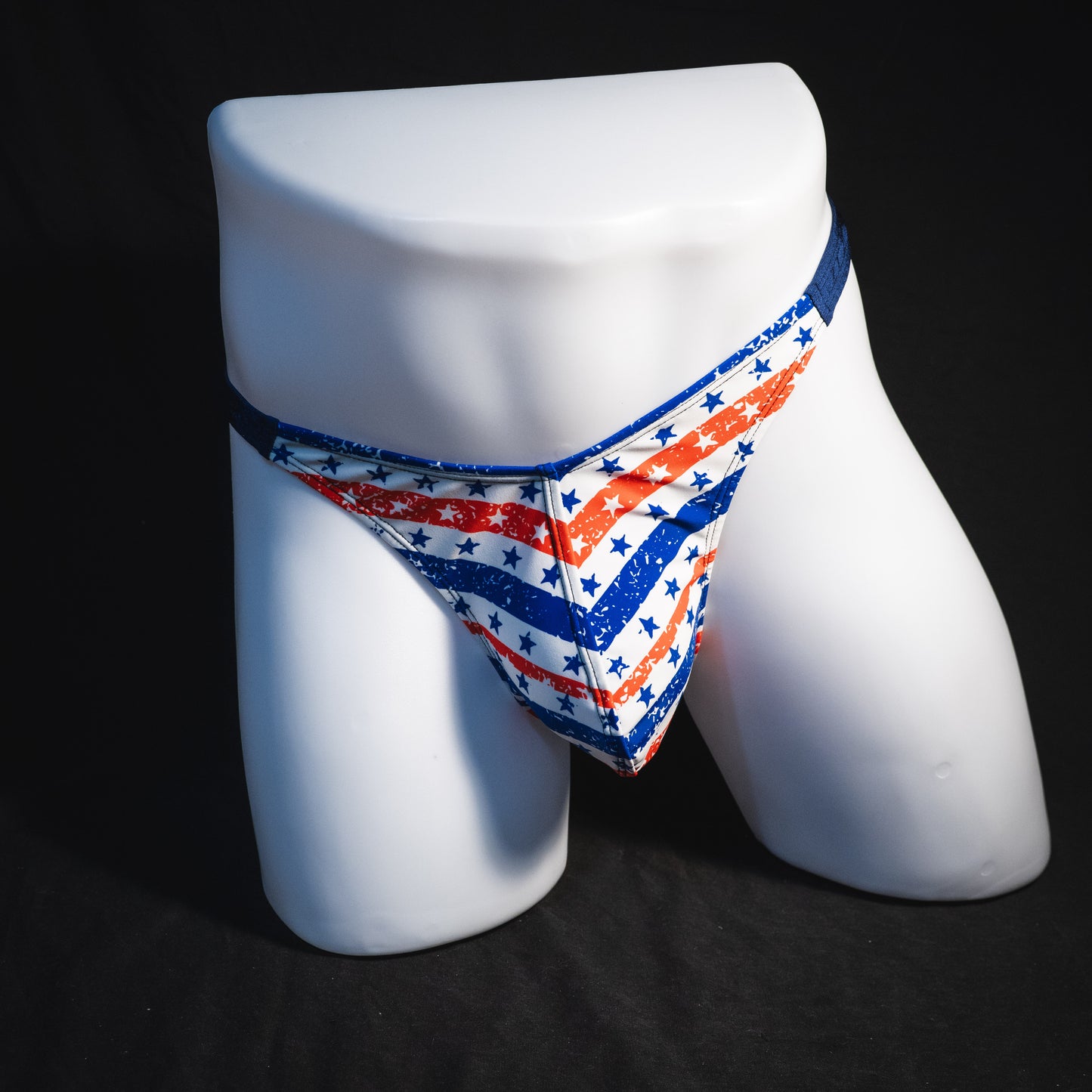Men's patriotic thong underwear, classic cut, Full front view