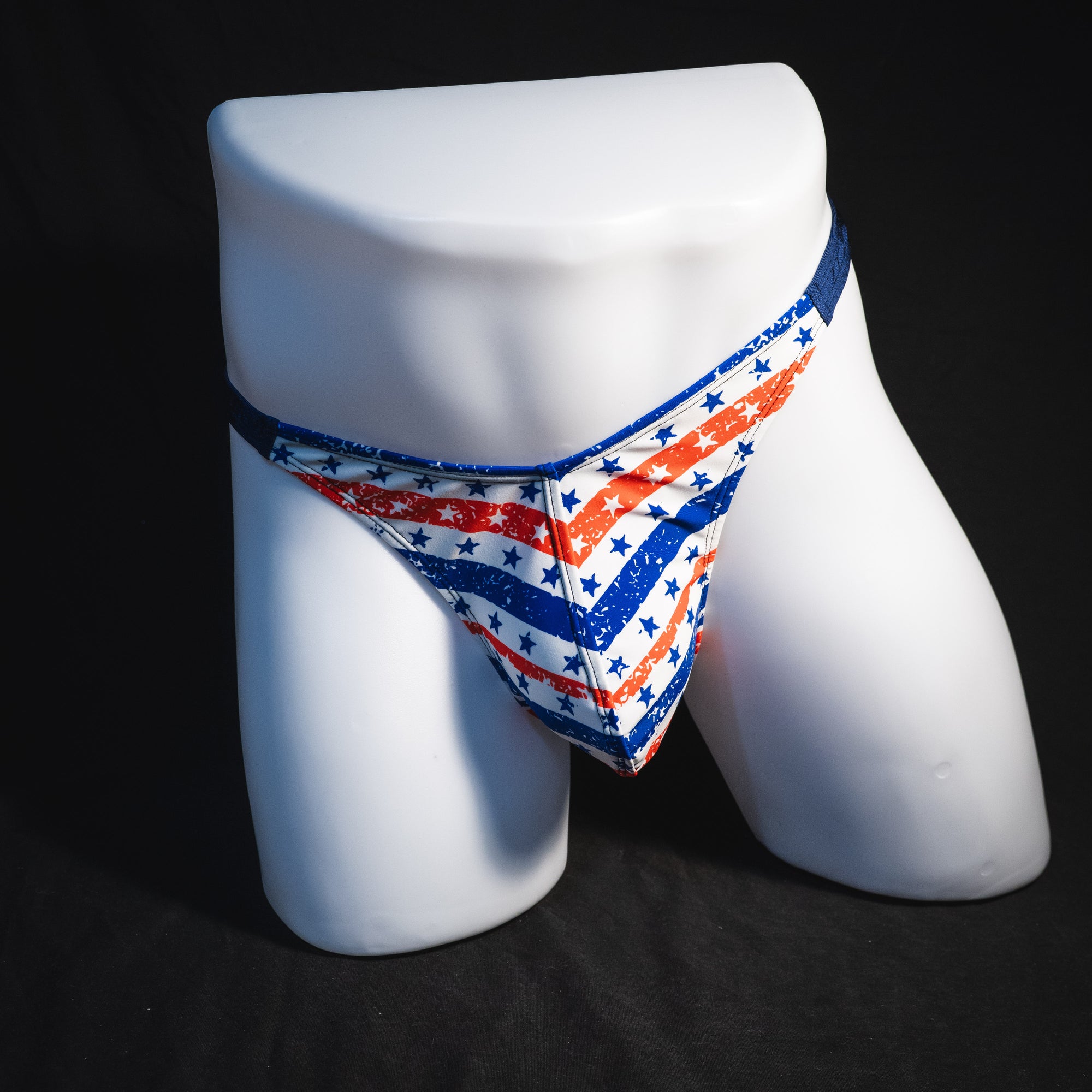 Men's patriotic thong underwear, classic cut, Full front view
