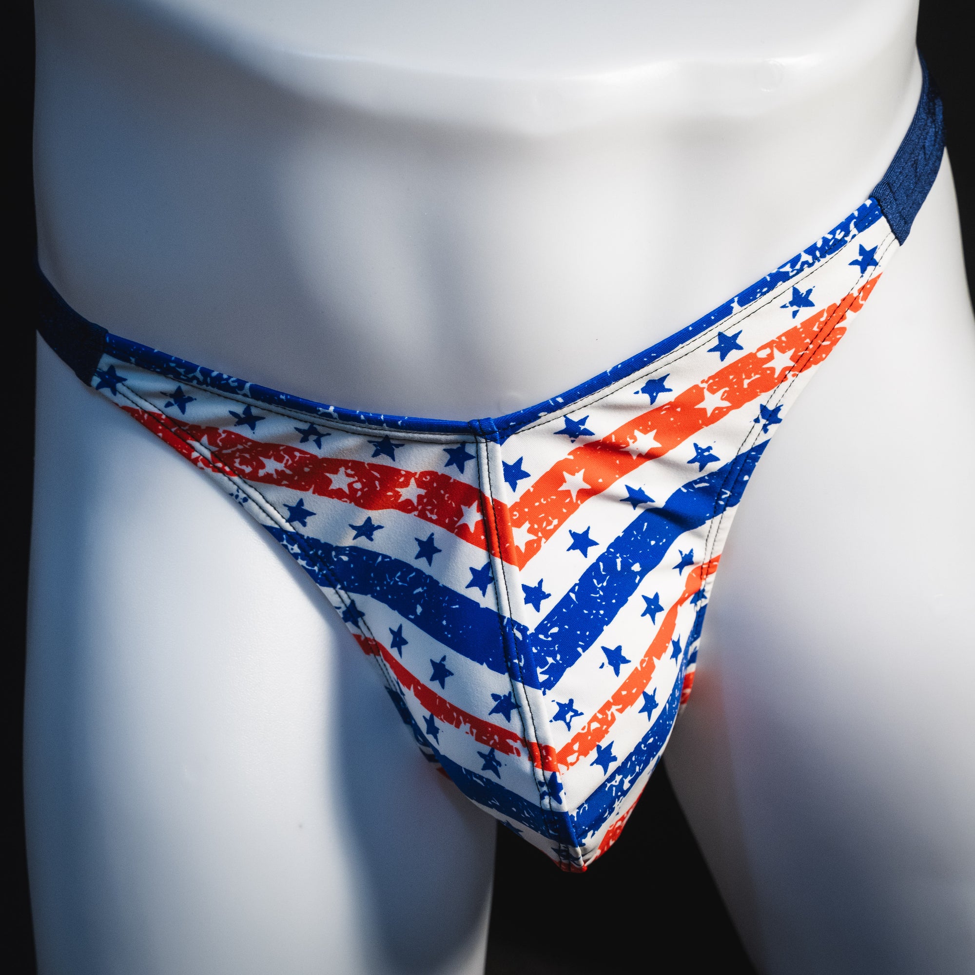 Men's patriotic thong underwear, classic cut, Front view