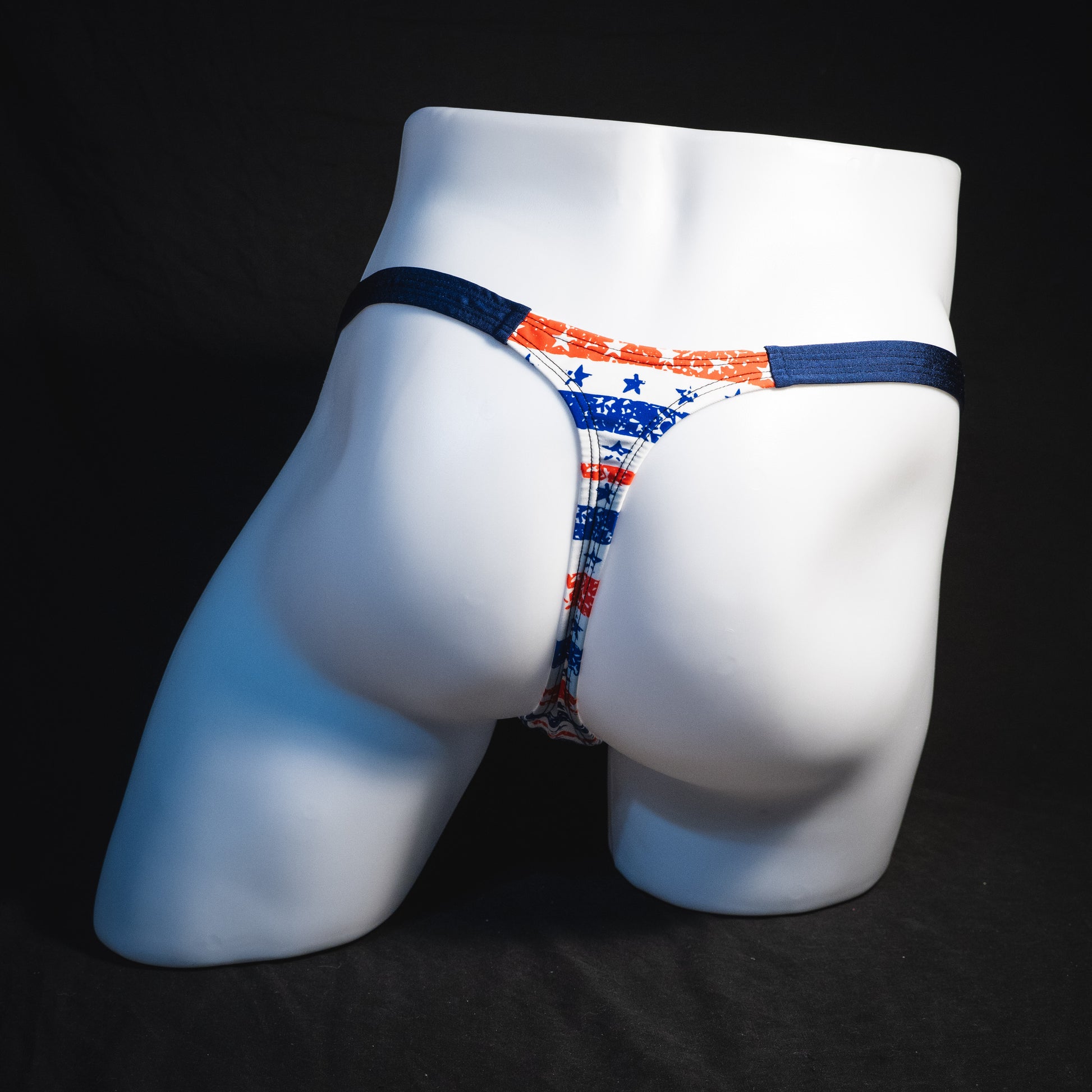 Men's patriotic thong underwear, classic cut, Full rear view