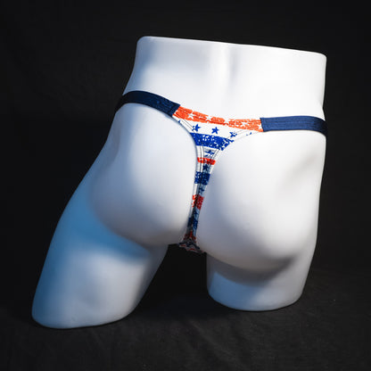 Men's patriotic thong underwear, classic cut, Full rear view