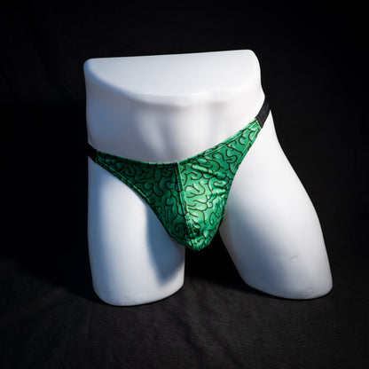 Men's thong underwear with brains print, classic cut, Full front view