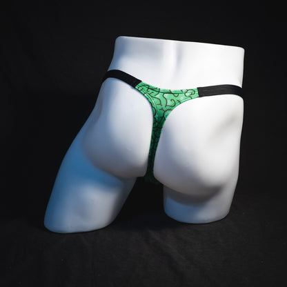 Men's thong underwear with brains print, classic cut, Full rear view