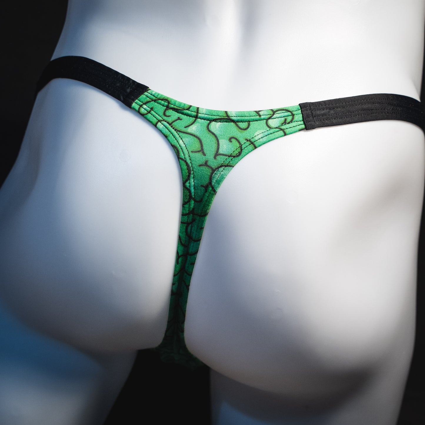 Men's thong underwear with brains print, classic cut, Rear view