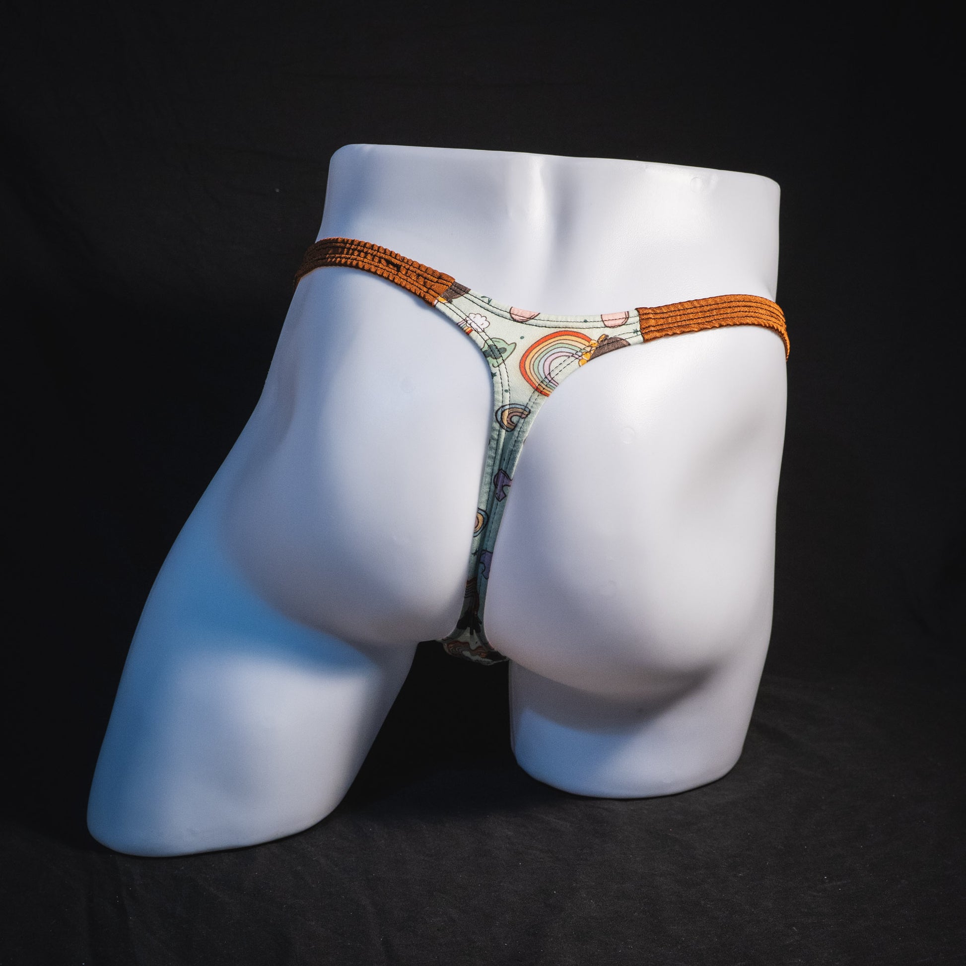 Men's vintage st patricks day thong underwear, classic cut, full rear view.