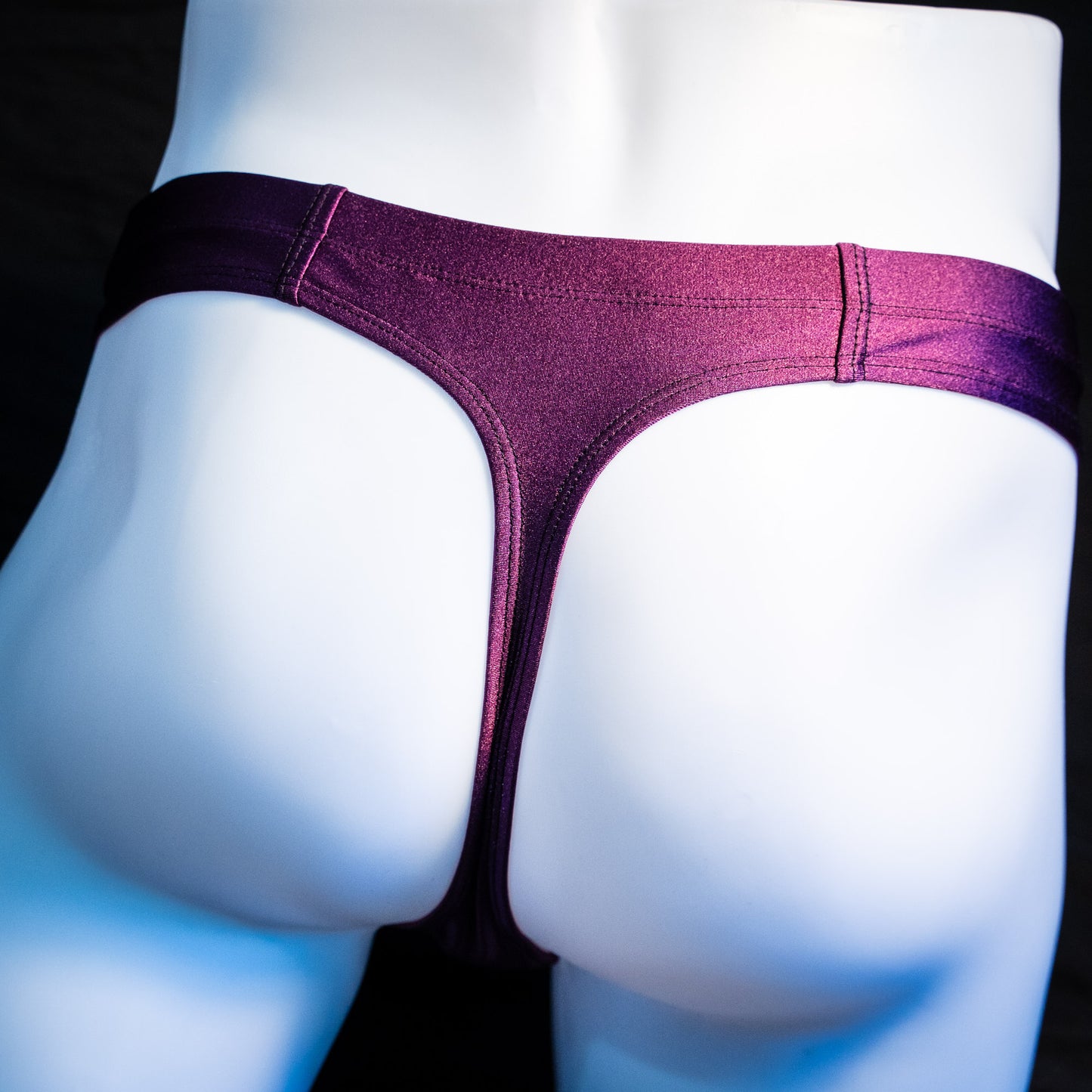 Men's plum purple robust cut thong underwear. rear view.