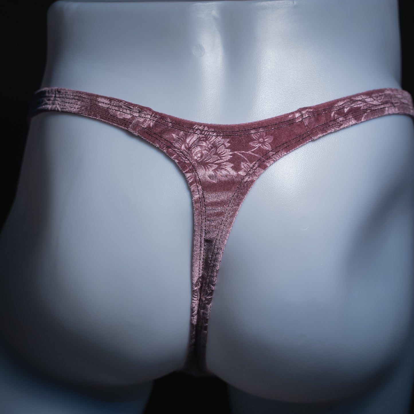 Mens Thong Underwear - Pink Floral Velvet