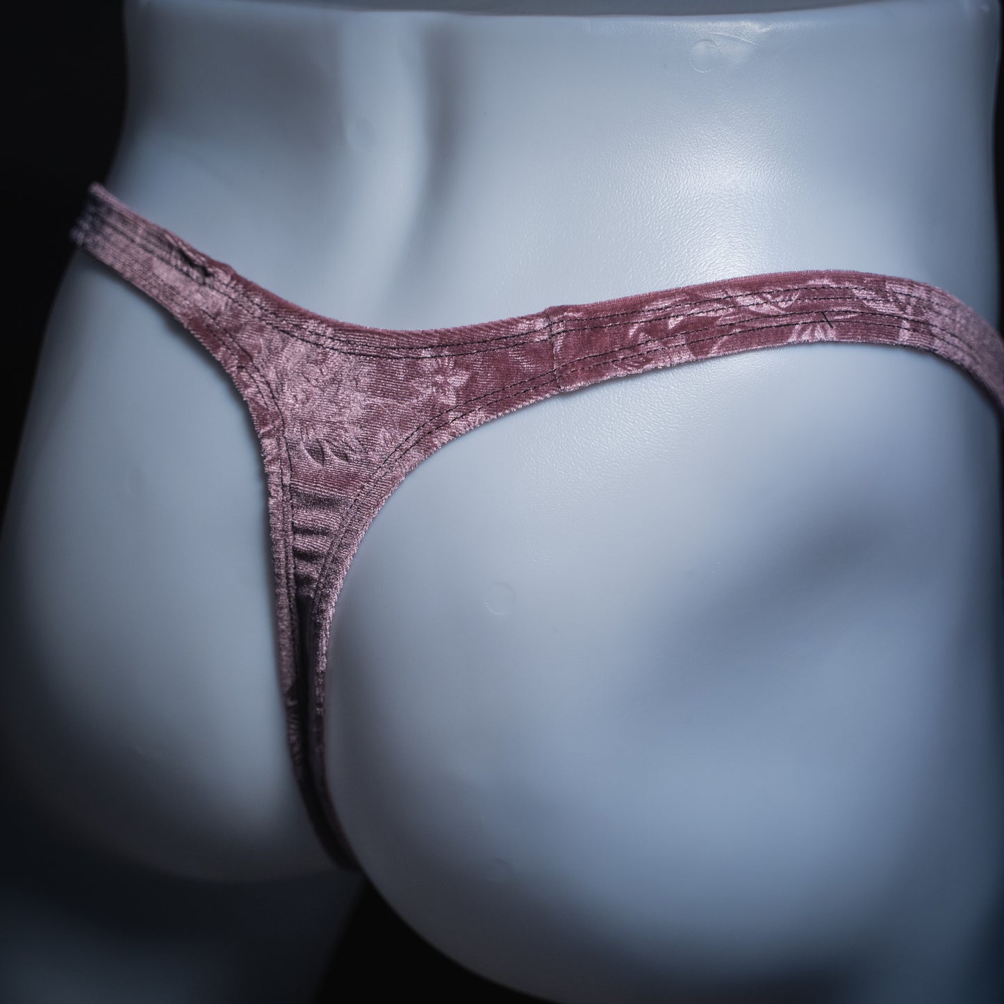 Mens Thong Underwear - Pink Floral Velvet