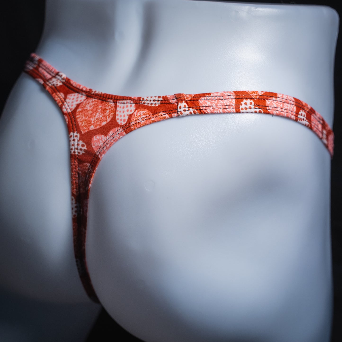 Mens Thong Underwear - Red Hearts