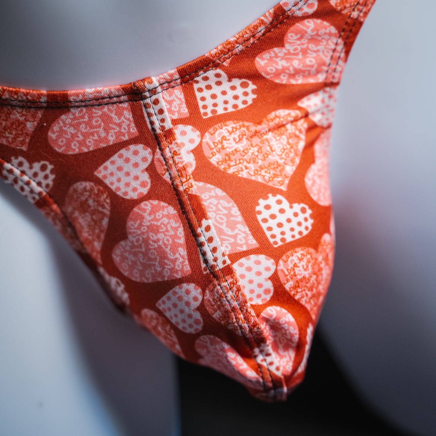Mens Thong Underwear - Red Hearts