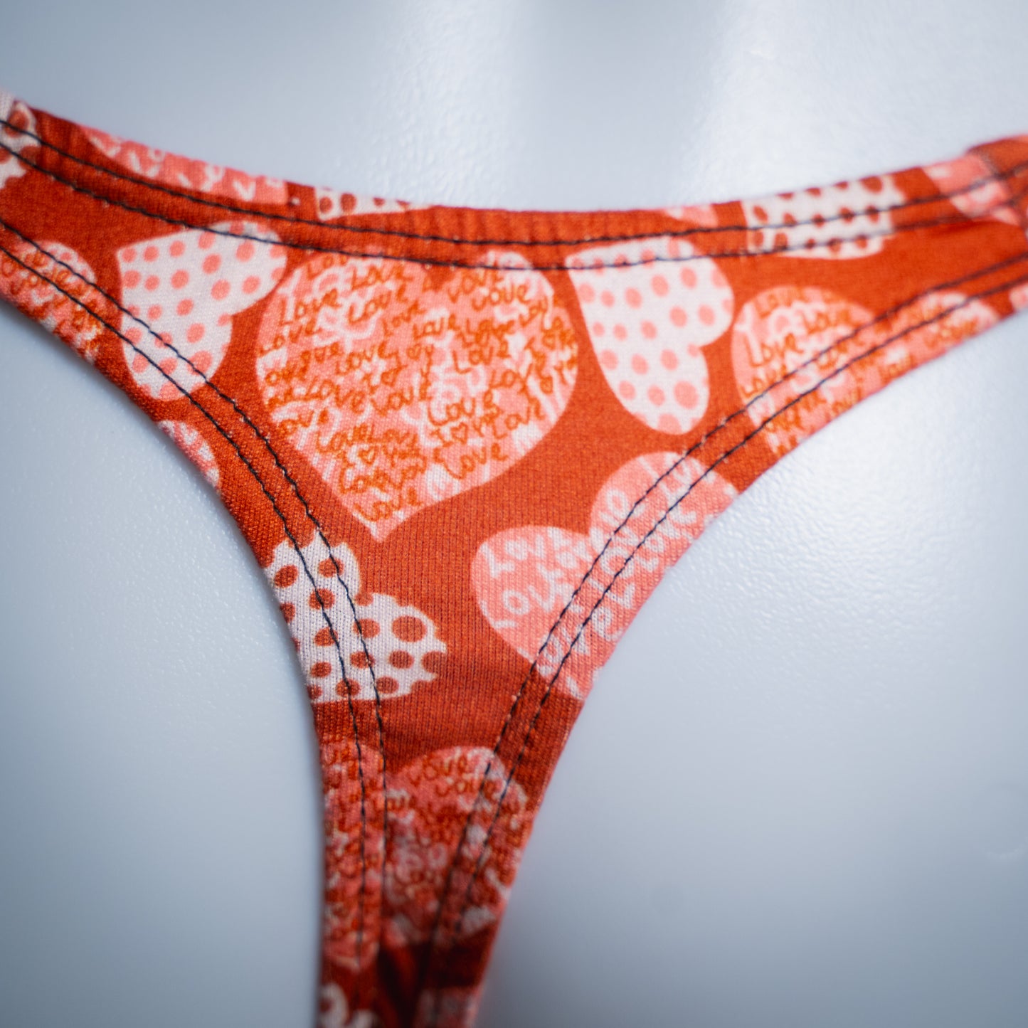 Mens Thong Underwear - Red Hearts