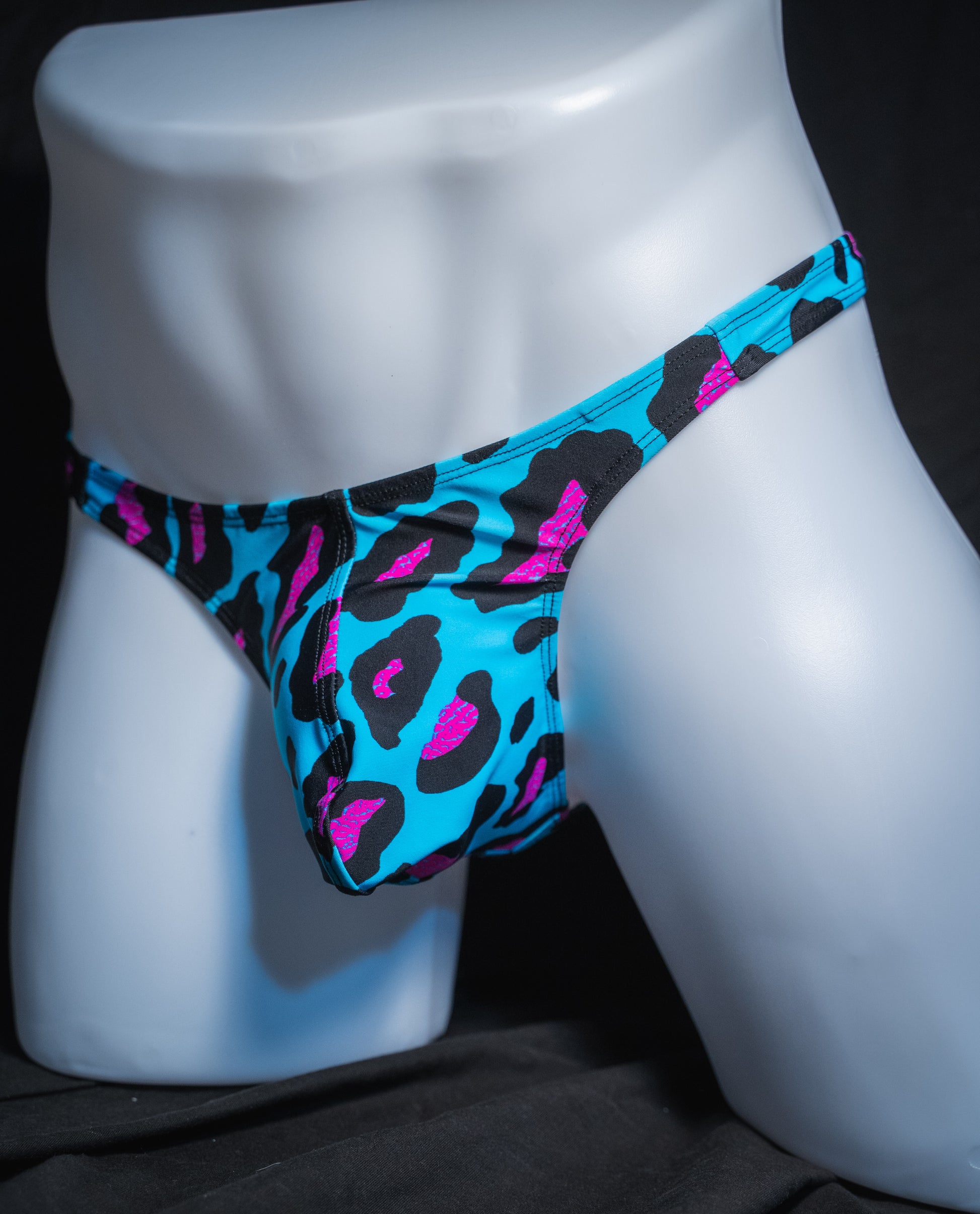 Men's blue and pink thong underwear