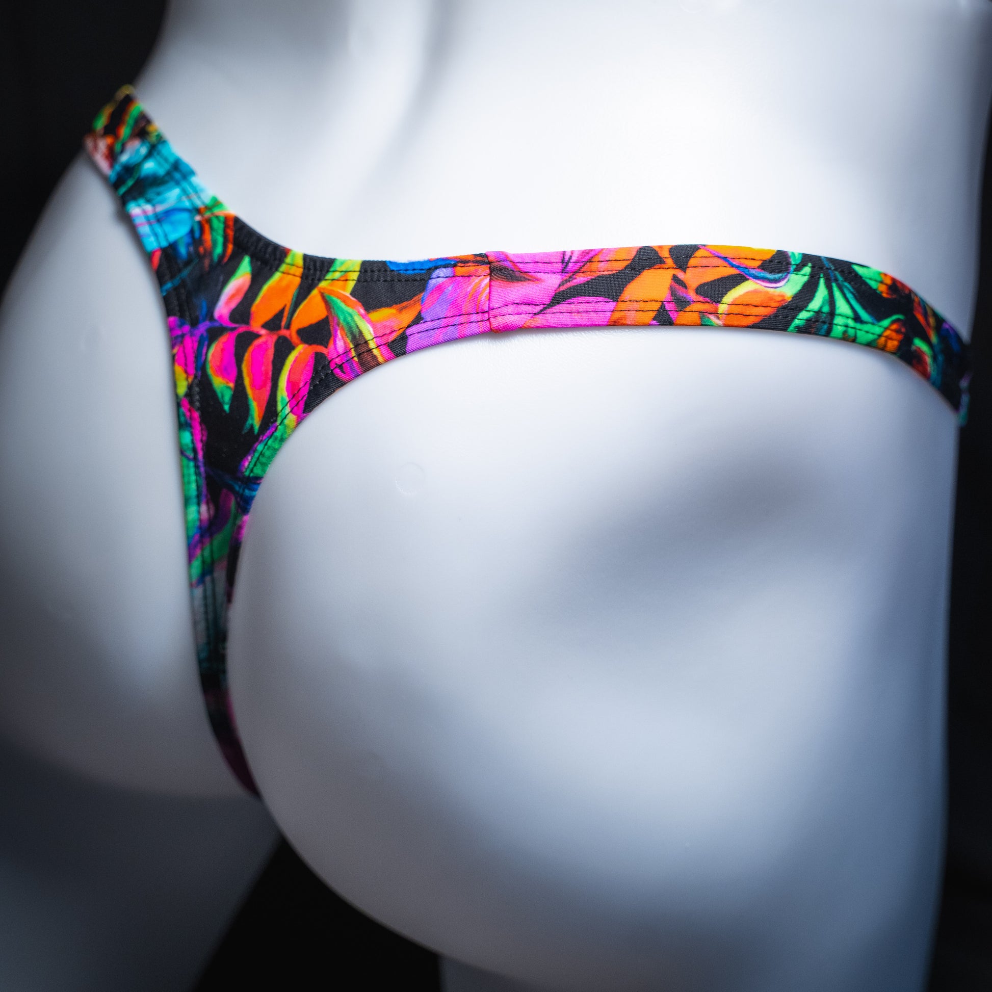 Men's bright tropical thong underwear