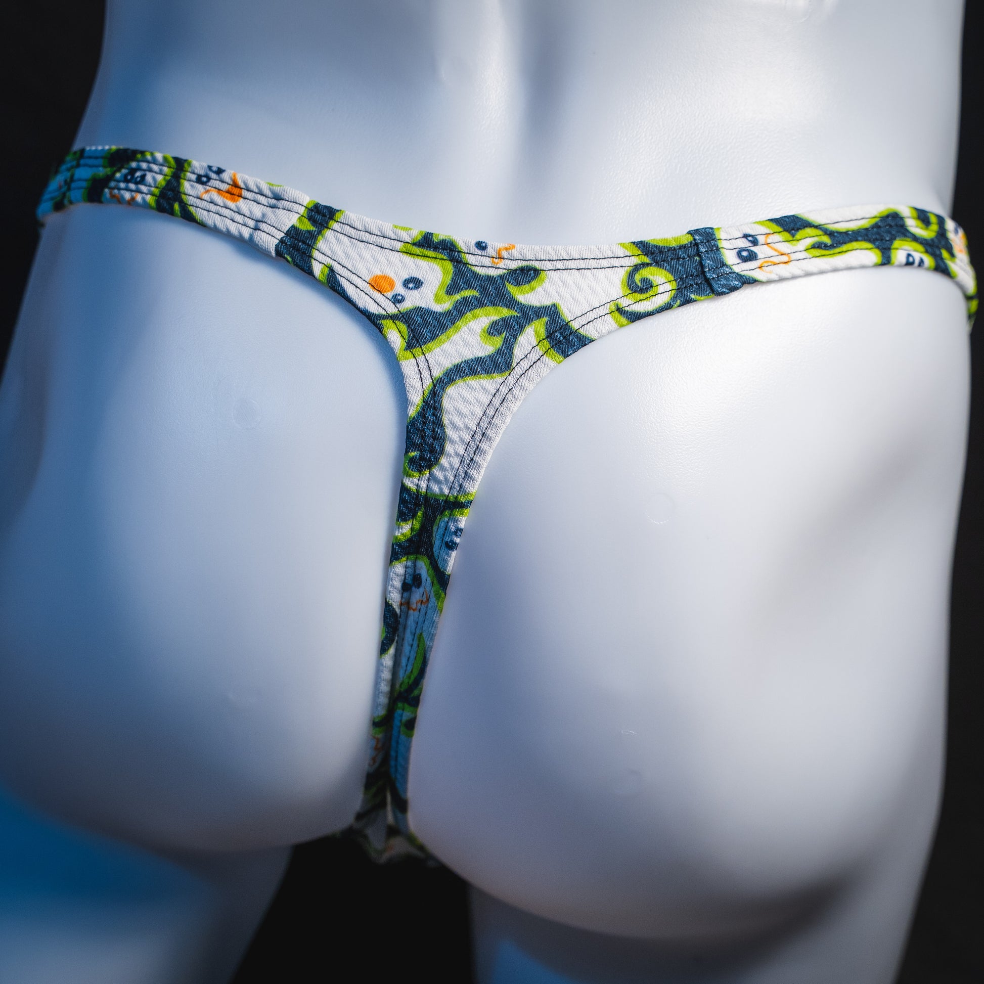 Men's Cute Ghosts Halloween Thong Underwear,  rear view