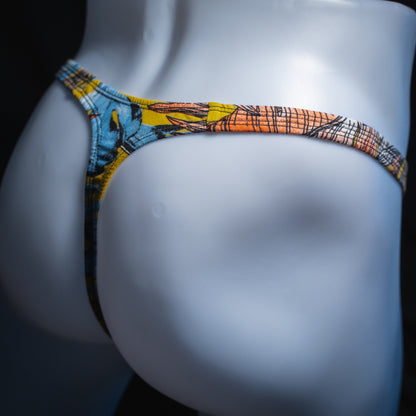 Men's floral thong, classic cut — angled rear view