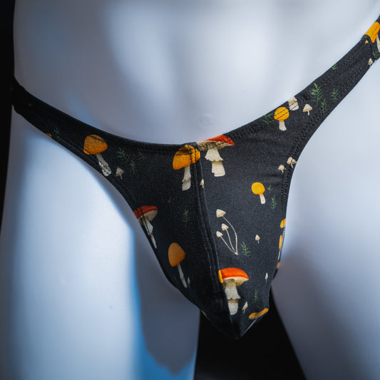 Men's mushroom thong, slim cut, front view.
